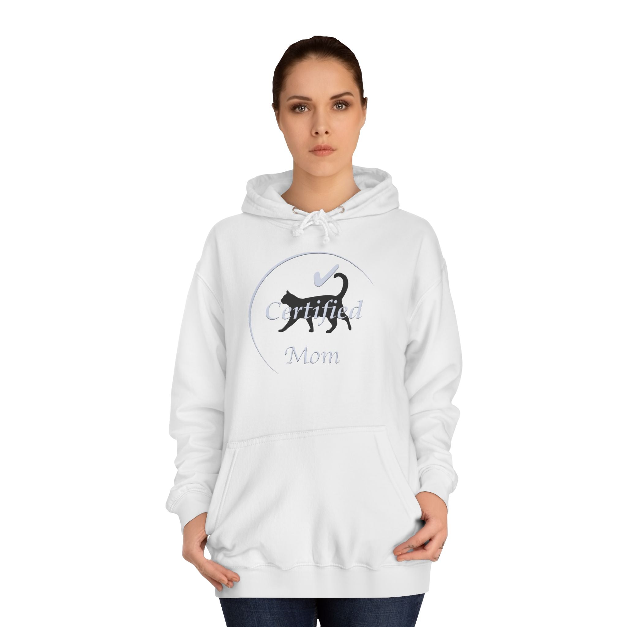 Blue and Black Cat Mom Logo Unisex College Hoodie