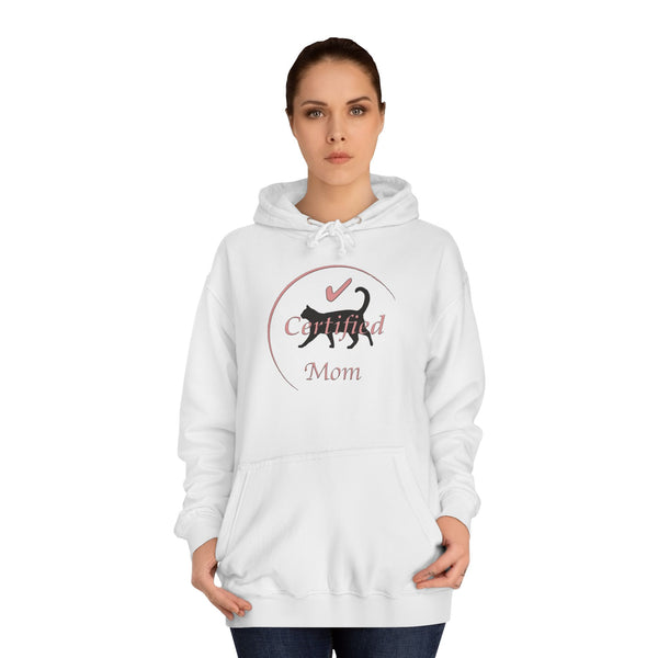 Pink and Black Cat Mom Logo College Hoodie