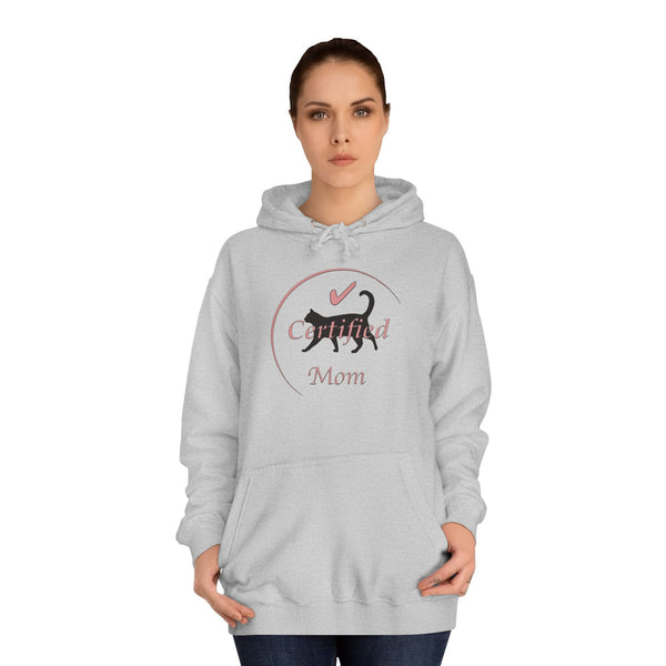 Pink and Black Cat Mom Logo College Hoodie