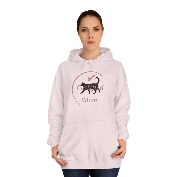 Pink and Black Cat Mom Logo College Hoodie