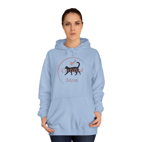 Pink and Black Cat Mom Logo College Hoodie