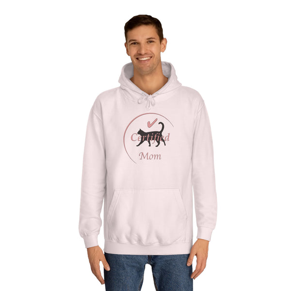 Pink and Black Cat Mom Logo College Hoodie