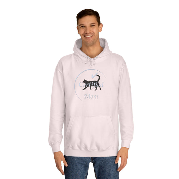 Blue and Black Cat Mom Logo Unisex College Hoodie