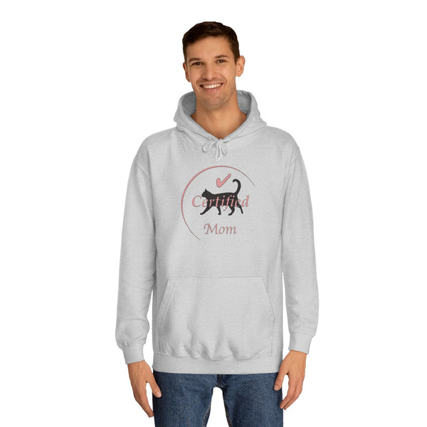 Pink and Black Cat Mom Logo College Hoodie