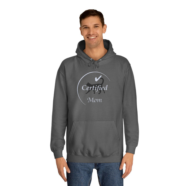 Blue and Black Cat Mom Logo Unisex College Hoodie