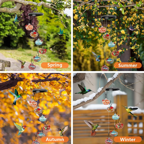 Charming Wind Chime Hummingbird Feeders Outdoor Garden Bird Feeder