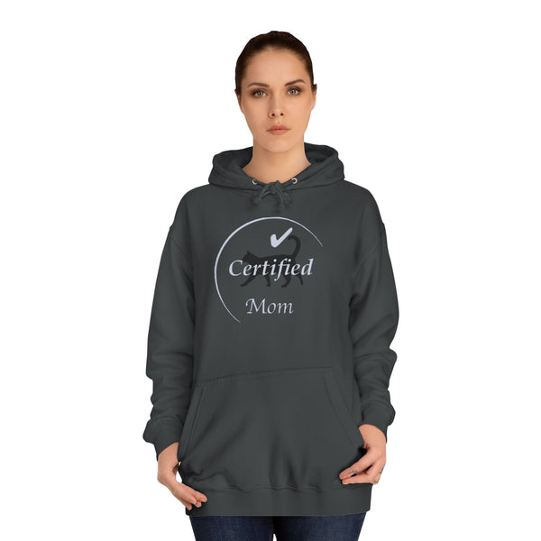 Blue and Black Cat Mom Logo Unisex College Hoodie