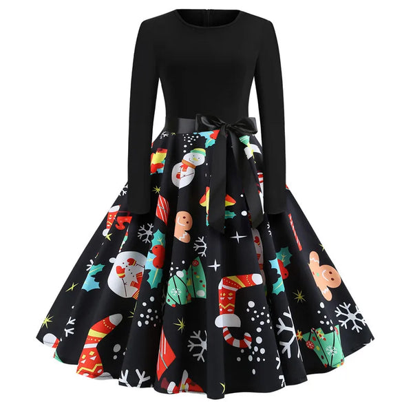 Women Christmas Dresses Elegant Party Dresses Long Sleeve Casual