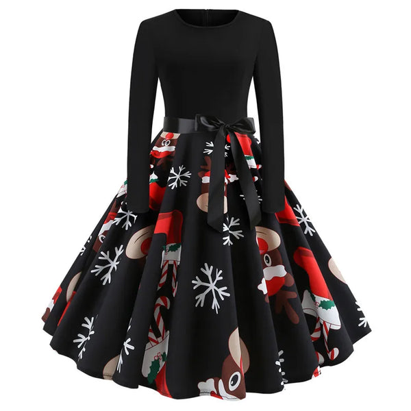 Women Christmas Dresses Elegant Party Dresses Long Sleeve Casual