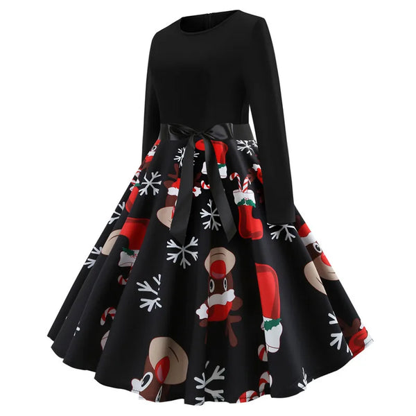 Women Christmas Dresses Elegant Party Dresses Long Sleeve Casual