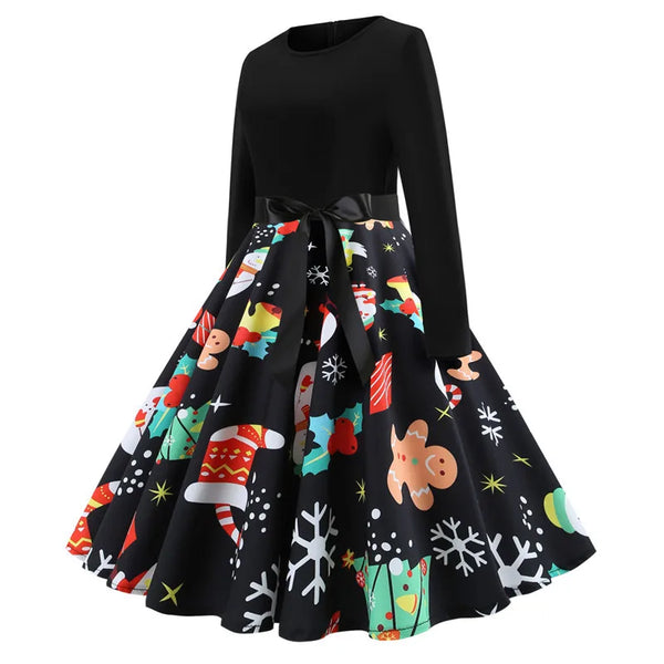 Women Christmas Dresses Elegant Party Dresses Long Sleeve Casual