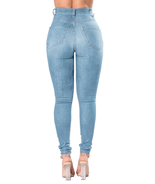 Denim High Waist Ripped Jeans for Women