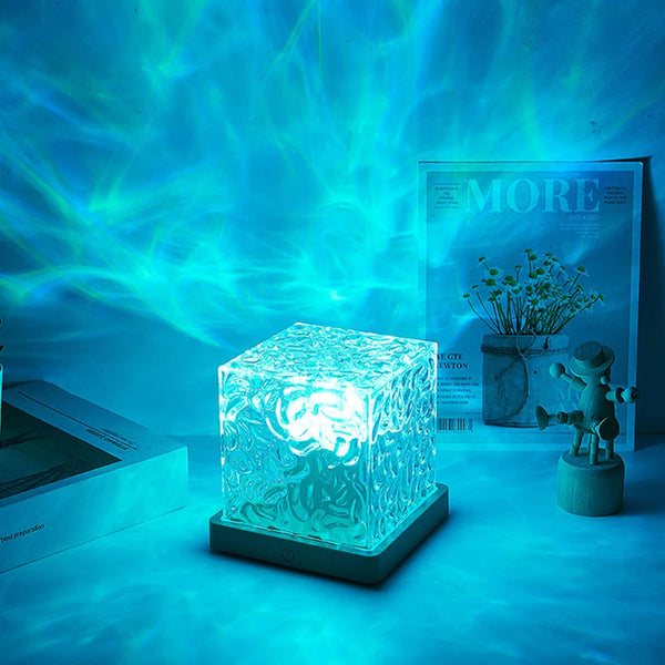 Water Ripple Light With Remote Control, Flame Effect 16 Colors Rotating Water Ripple Crystal Light, 3W Square Dynamic Projector