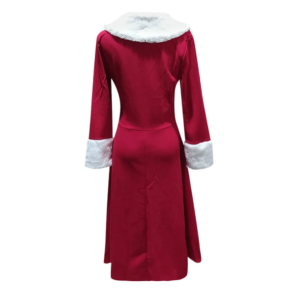 Long Sleeve Plush Warm Hooded Christmas Dress