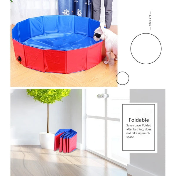 Foldable Dog Swimming Pool and Bathtub Outdoor or Indoor and Collapsible