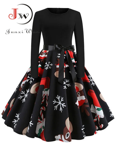 Women Christmas Dresses Elegant Party Dresses Long Sleeve Casual