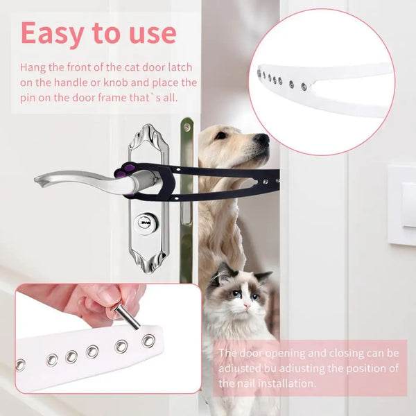 Adjustable Pet Door Holder Latch That Keeps Dogs or Cats Out