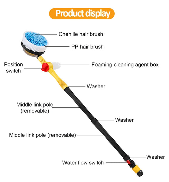 Automatic Foam Rotary Car Wash Cleaning Brush Long Handle Cleaning Tools and Accessories