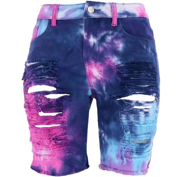 Women's Ripped Shorts  Trendy Jeans Tye Dye Fashion Denim Shorts