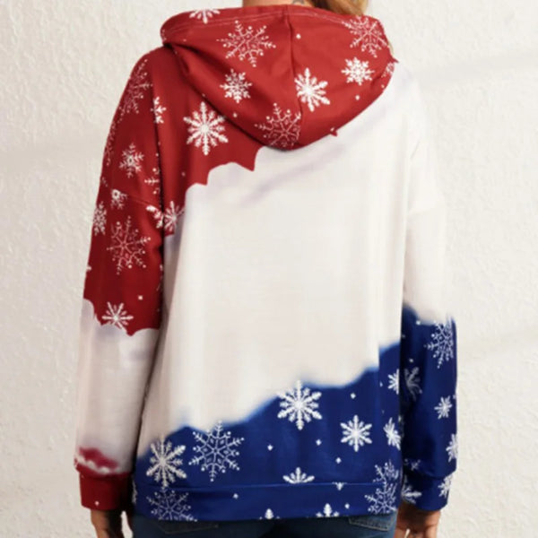 Women's Christmas Hoodies Drawstring Snowman Long Sleeve Top