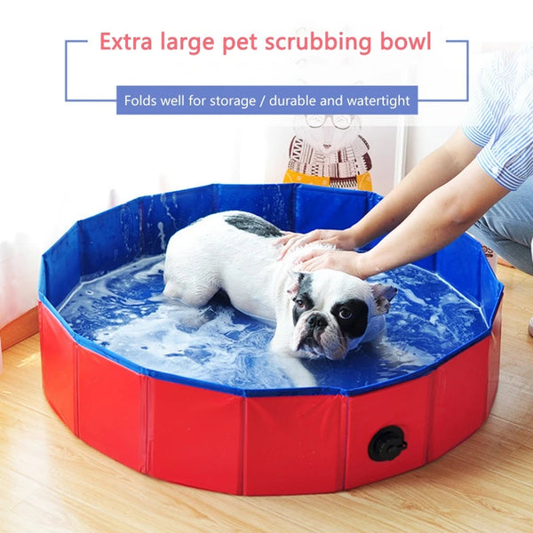 Foldable Dog Swimming Pool and Bathtub Outdoor or Indoor and Collapsible