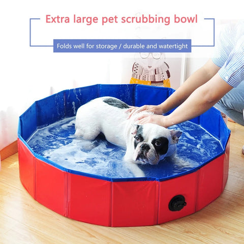 Foldable Dog Swimming Pool and Bathtub Outdoor or Indoor and Collapsible