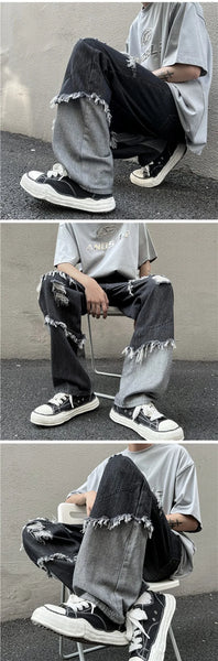 Men's Black Loose Wide Leg Baggy Denim Jeans