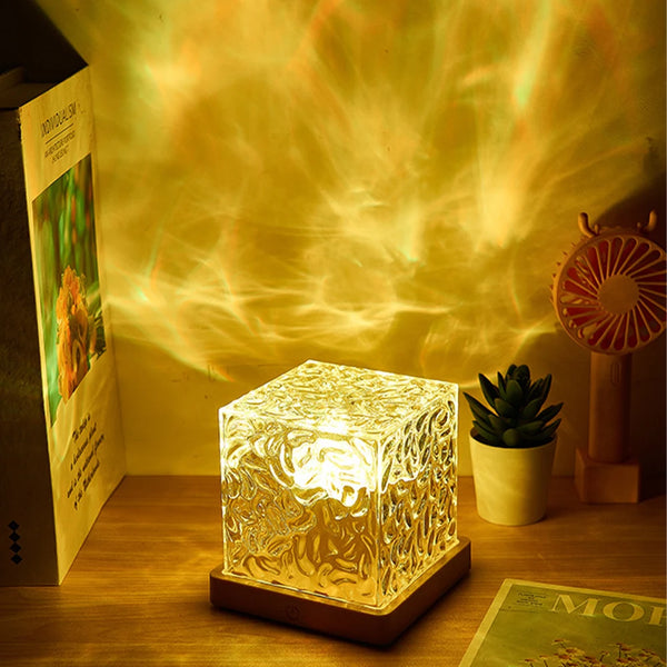 Water Ripple Light With Remote Control, Flame Effect 16 Colors Rotating Water Ripple Crystal Light, 3W Square Dynamic Projector