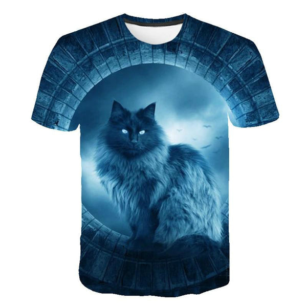 Fashion men's and women's T-shirt 3d cat print shirt men's and women's short-sleeved tops