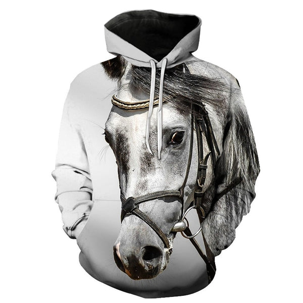 Unisex Hoodies 3D Printed Brown Horse Animal Pattern Pullover Fashion Casual Hoodie