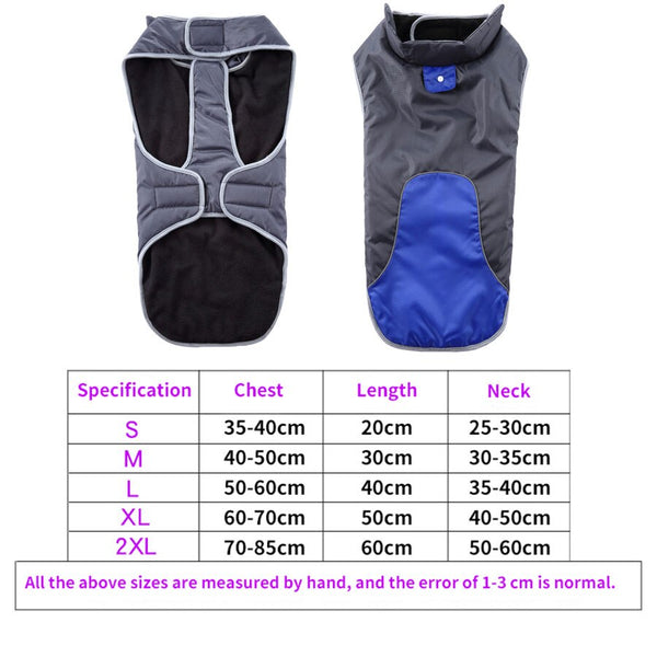 Reflective Large Dog Clothes Winter Puppy Jacket Warm fleece Pet Coat Waterproof Dog Clothing Vest For Small Medium big Dogs