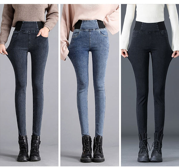 Elastic High Waist Skinny Jeans For Women Stretch Denim Pants