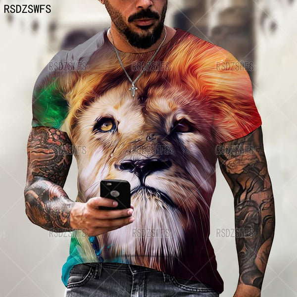 Men's Animal T-Shirts Casual O-Neck Short Sleeve Streetwear