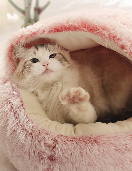 Cat Bed Round Plush Warm Cats Nest