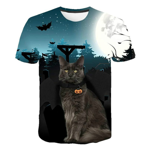 Fashion men's and women's T-shirt 3d cat print shirt men's and women's short-sleeved tops