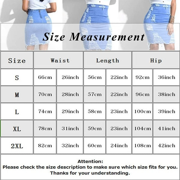 Women's Ripped Distressed Denim Stonewashed Mini Short Skirt Stretch High Waist Knee Length Denim Pencil Skirt Jean Skirt