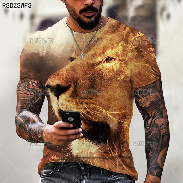 Men's Animal T-Shirts Casual O-Neck Short Sleeve Streetwear