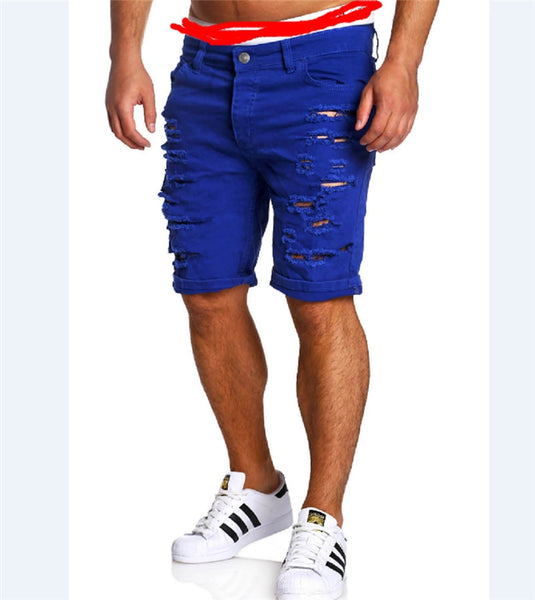 Men's Denim Chino Fashion Shorts Washed Denim Skinny Ripped Jeans