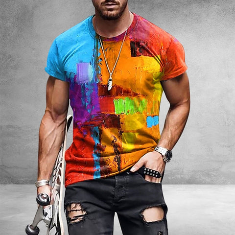 Men's Vintage Short Sleeve T-Shirts 3D Print O Collared Graphic T-Shirts