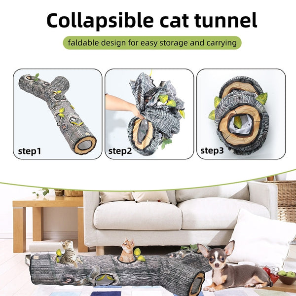 Cat Play Tubes 3 Holes Collapsible Kitten Interactive Tube