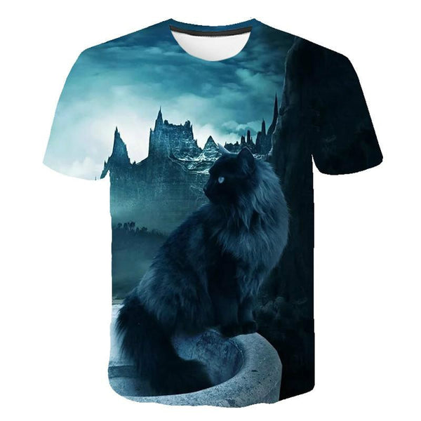 Fashion men's and women's T-shirt 3d cat print shirt men's and women's short-sleeved tops