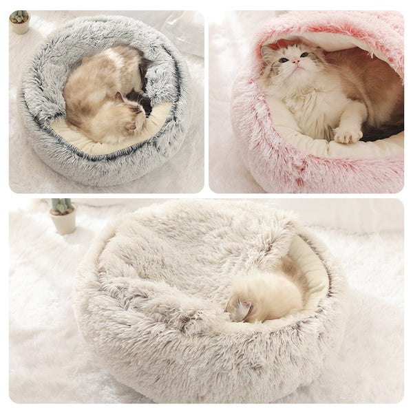 Cat Bed Round Plush Warm Cats Nest