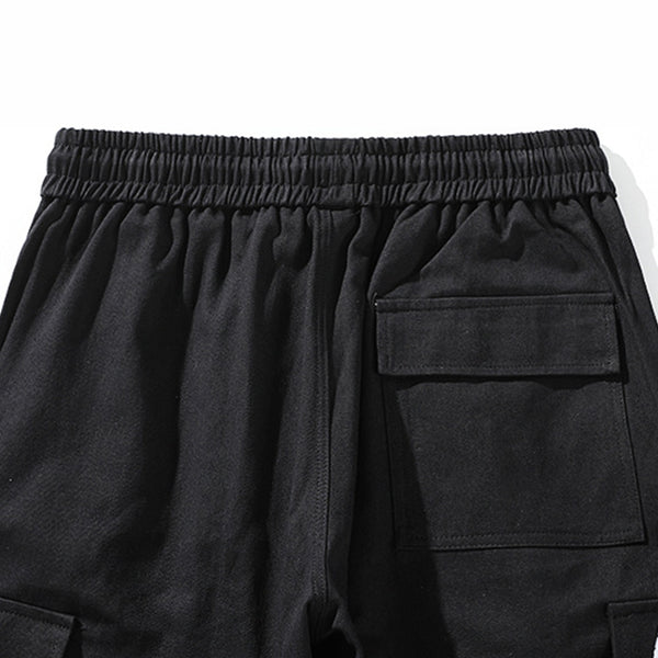 Men's Drawstring Multi Pockets Straps Ankle Tied Long Cargo Pants