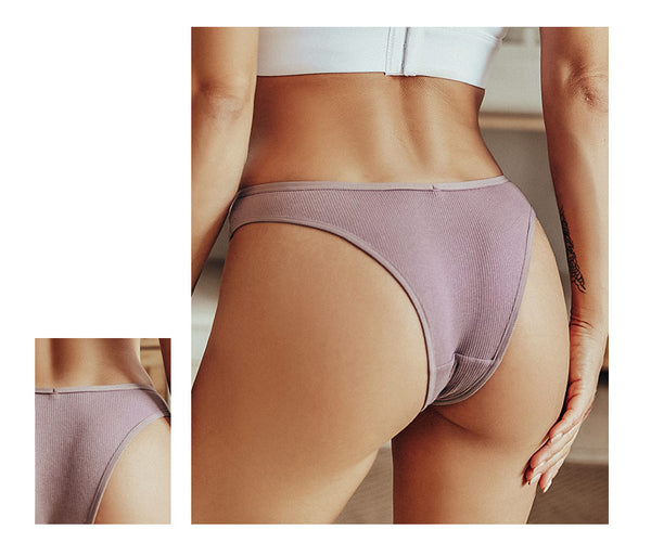 FINETOO Cotton Brazilian Panties Women Sexy V Waist G-String Underwear Female T-back Underpants M-XL Lady Bikini Panty 3Pcs/set