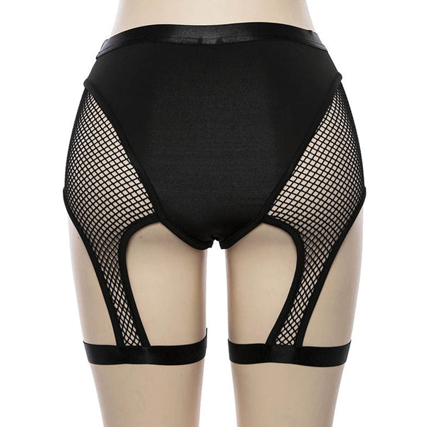 Women's Elastic High Waist Shorts Fish Net Slim Beach Casual Mesh See Through Shorts