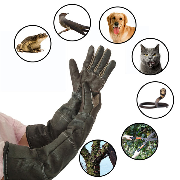 Cowhide Leather Anti-grasping Anti Bite Protective Gloves Cat Dog Gardening Work Gloves Pets Training Handling Gloves