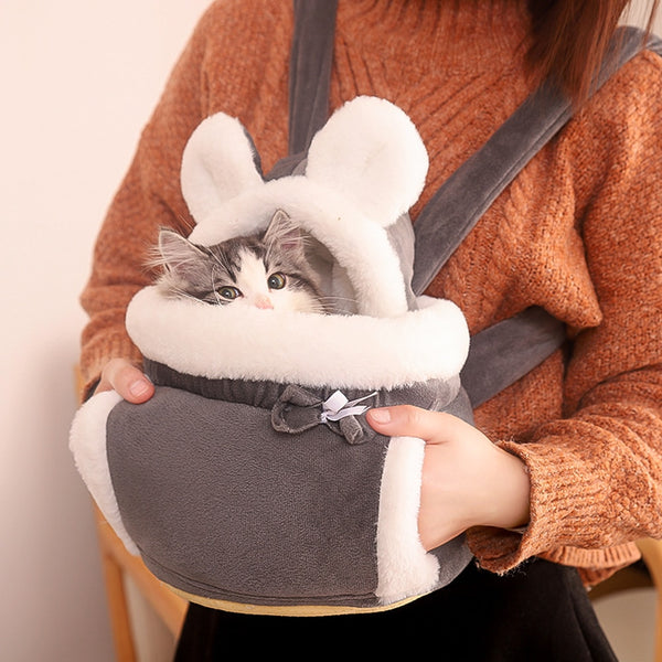 Small Cat Carrier Backpack For Outdoor Travel Warm Chest Pet Hanging Bag