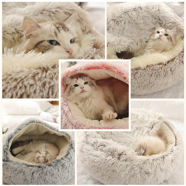 Cat Bed Round Plush Warm Cats Nest