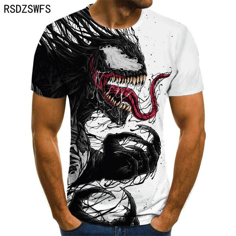 Cartoon Venom Graphic T-Shirt Men And Women 3D Printing Casual Round Neck Short-Sleeved Male T-Shirt Streetwear