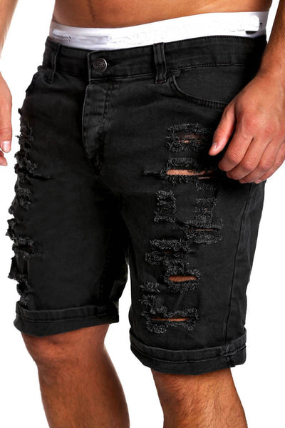 Men's Denim Chino Fashion Shorts Washed Denim Skinny Ripped Jeans